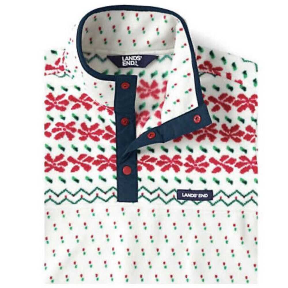 Lands' End Festive Red and Green Patterned Vest